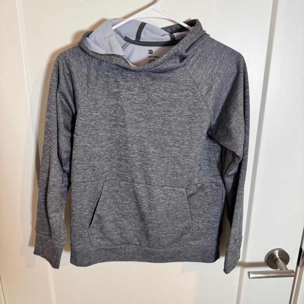 All in Motion‎ Kids Grey Heather Pullover Hoodie Sweatshirt Size L 10 12